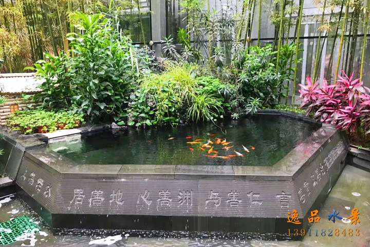 花园流水景观池赏景养鱼两不误 